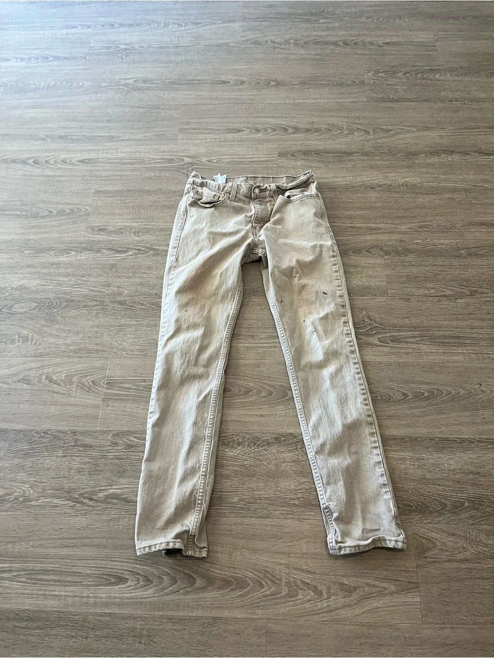 Levi’s 511 Slim Khaki Jeans Mens 32x34 Beige Stretch Denim Distressed Pants